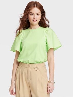 A New Day puff sleeve T-shirt | lime green